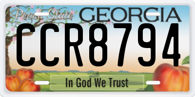 GA license plate CCR8794