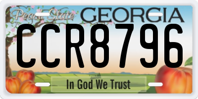 GA license plate CCR8796
