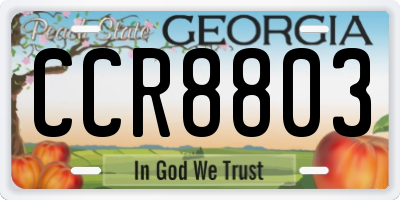 GA license plate CCR8803