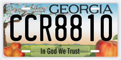 GA license plate CCR8810