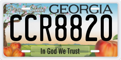GA license plate CCR8820