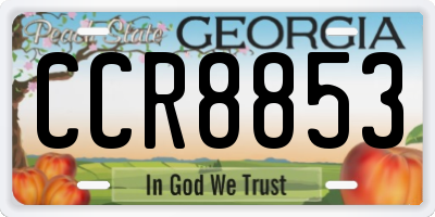 GA license plate CCR8853