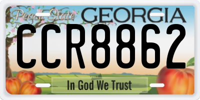 GA license plate CCR8862
