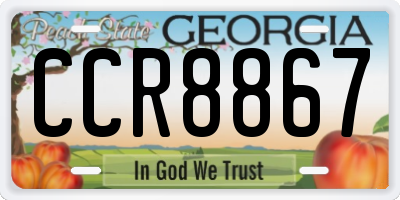 GA license plate CCR8867