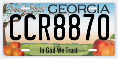 GA license plate CCR8870