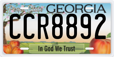GA license plate CCR8892