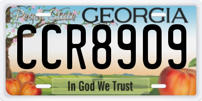 GA license plate CCR8909