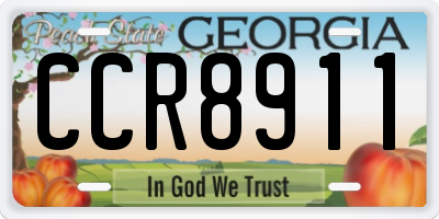 GA license plate CCR8911