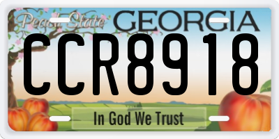 GA license plate CCR8918