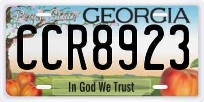 GA license plate CCR8923