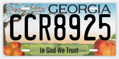 GA license plate CCR8925