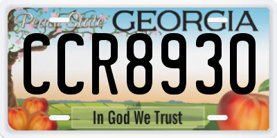 GA license plate CCR8930