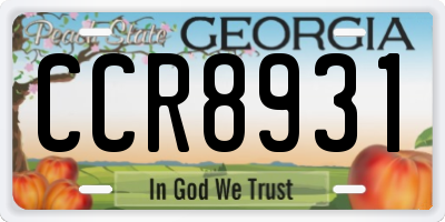 GA license plate CCR8931