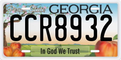 GA license plate CCR8932