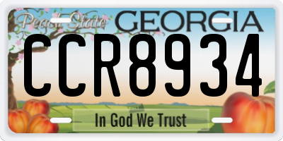 GA license plate CCR8934