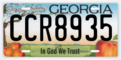 GA license plate CCR8935