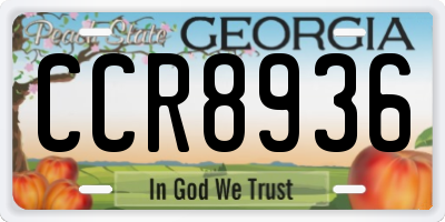 GA license plate CCR8936