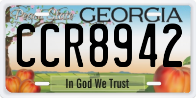 GA license plate CCR8942
