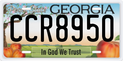 GA license plate CCR8950