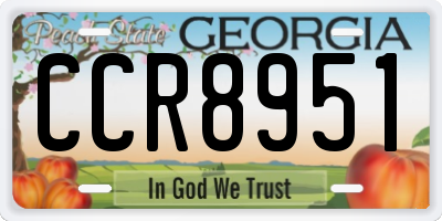 GA license plate CCR8951