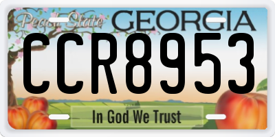 GA license plate CCR8953