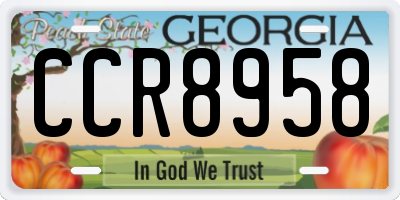 GA license plate CCR8958