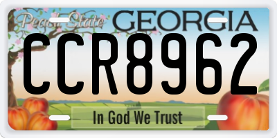 GA license plate CCR8962
