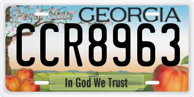 GA license plate CCR8963