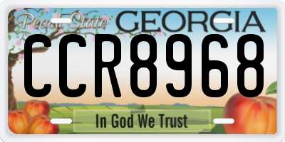 GA license plate CCR8968
