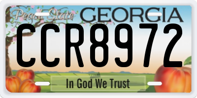 GA license plate CCR8972
