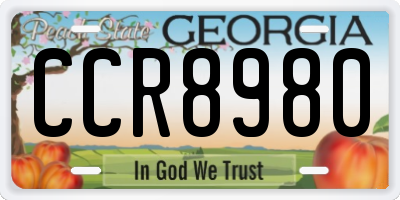 GA license plate CCR8980