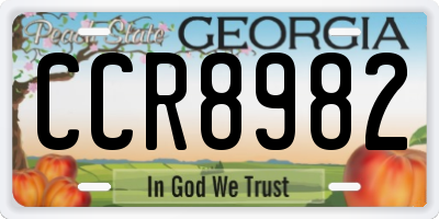 GA license plate CCR8982