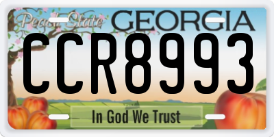 GA license plate CCR8993