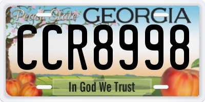 GA license plate CCR8998