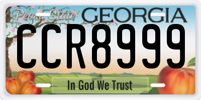 GA license plate CCR8999