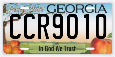 GA license plate CCR9010