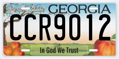 GA license plate CCR9012