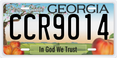 GA license plate CCR9014