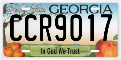 GA license plate CCR9017