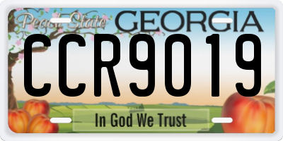 GA license plate CCR9019