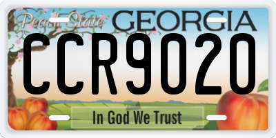GA license plate CCR9020