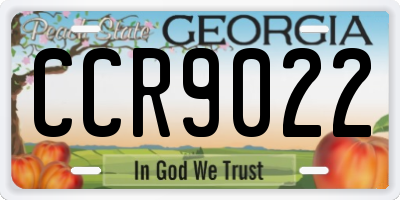 GA license plate CCR9022