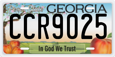 GA license plate CCR9025