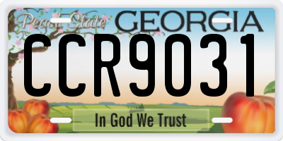 GA license plate CCR9031