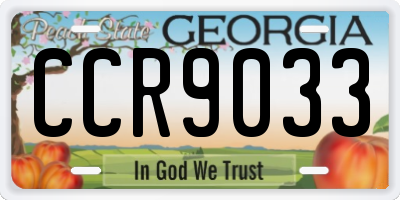 GA license plate CCR9033