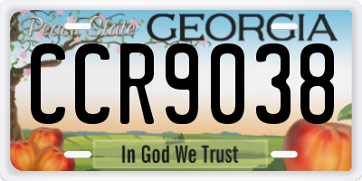 GA license plate CCR9038