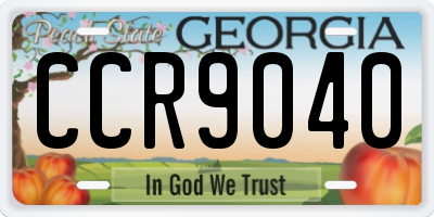 GA license plate CCR9040