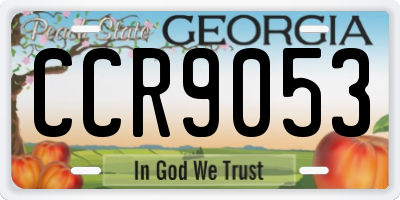 GA license plate CCR9053