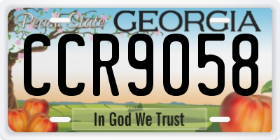 GA license plate CCR9058
