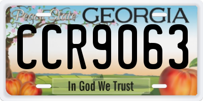 GA license plate CCR9063